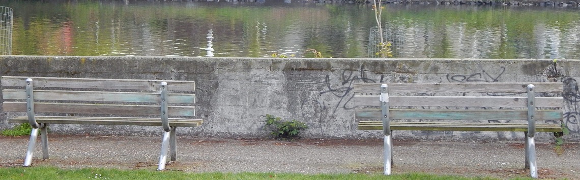Photograph of benches along trail by the Fremont Canal